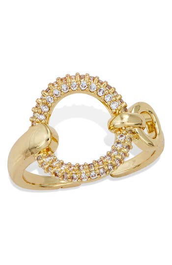 Savvy Cie Jewels Open Oval Cubic Zirconia Ring In Yellow