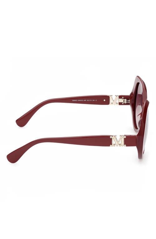 Shop Max Mara 59mm Gradient Geometric Sunglasses In Shiny Red/gradient Brown