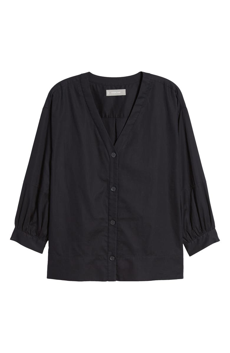 EVERLANE The Silky Cotton Lantern Top, Main, color, BLACK