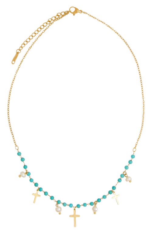 Farrah Frontal Necklace in Blue