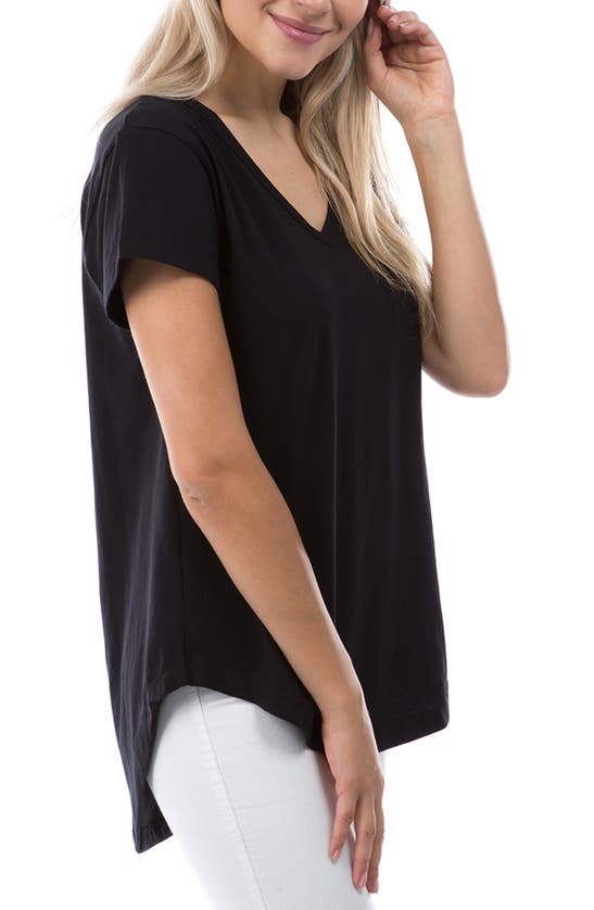 Shop Apny V-neck High-low T-shirt In Black