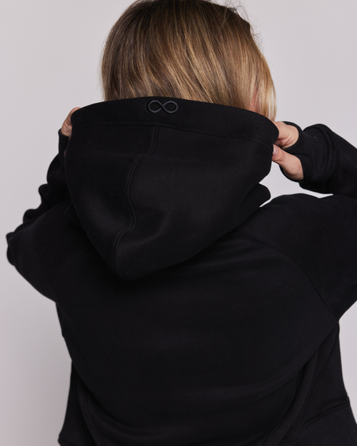 Shop Rebody Active Effortless Fleece Full Zip Hoodie In Black