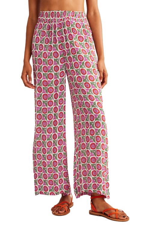 Boden Holiday Floral Print Wide Leg Pants in Sunflower Sprig