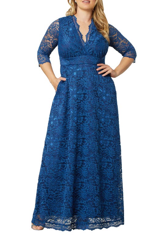 Kiyonna Maria Lace Evening Gown in Nocturnal Navy
