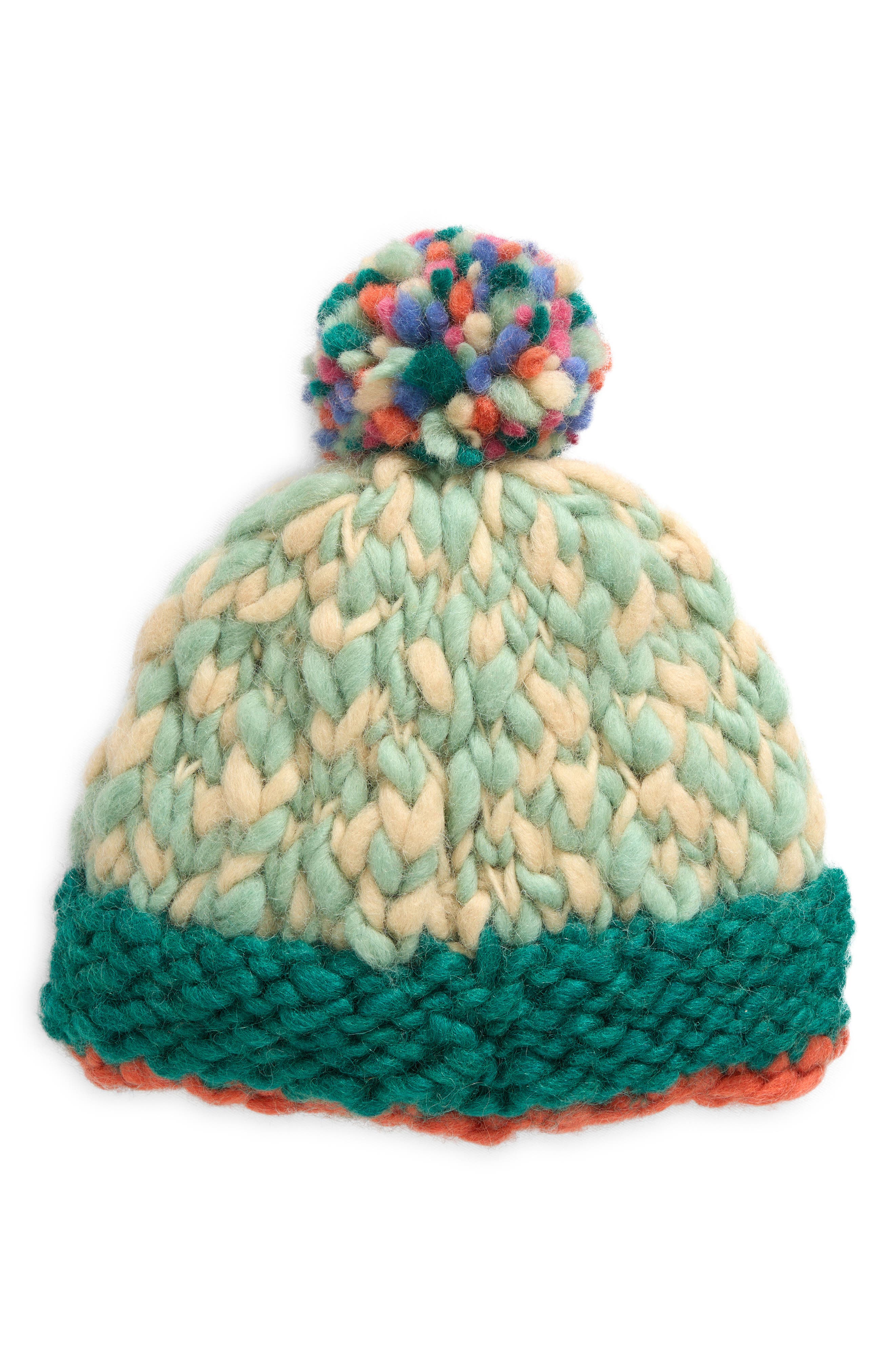 FRENCH KNOT Phoebe Pompom Beanie in Mint 
