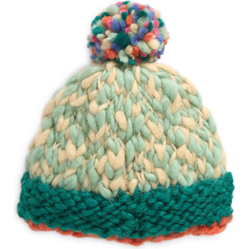FRENCH KNOT Phoebe Pompom Beanie in Mint