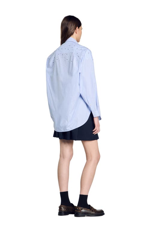 Shop Sandro Check Shirt In Blu/white