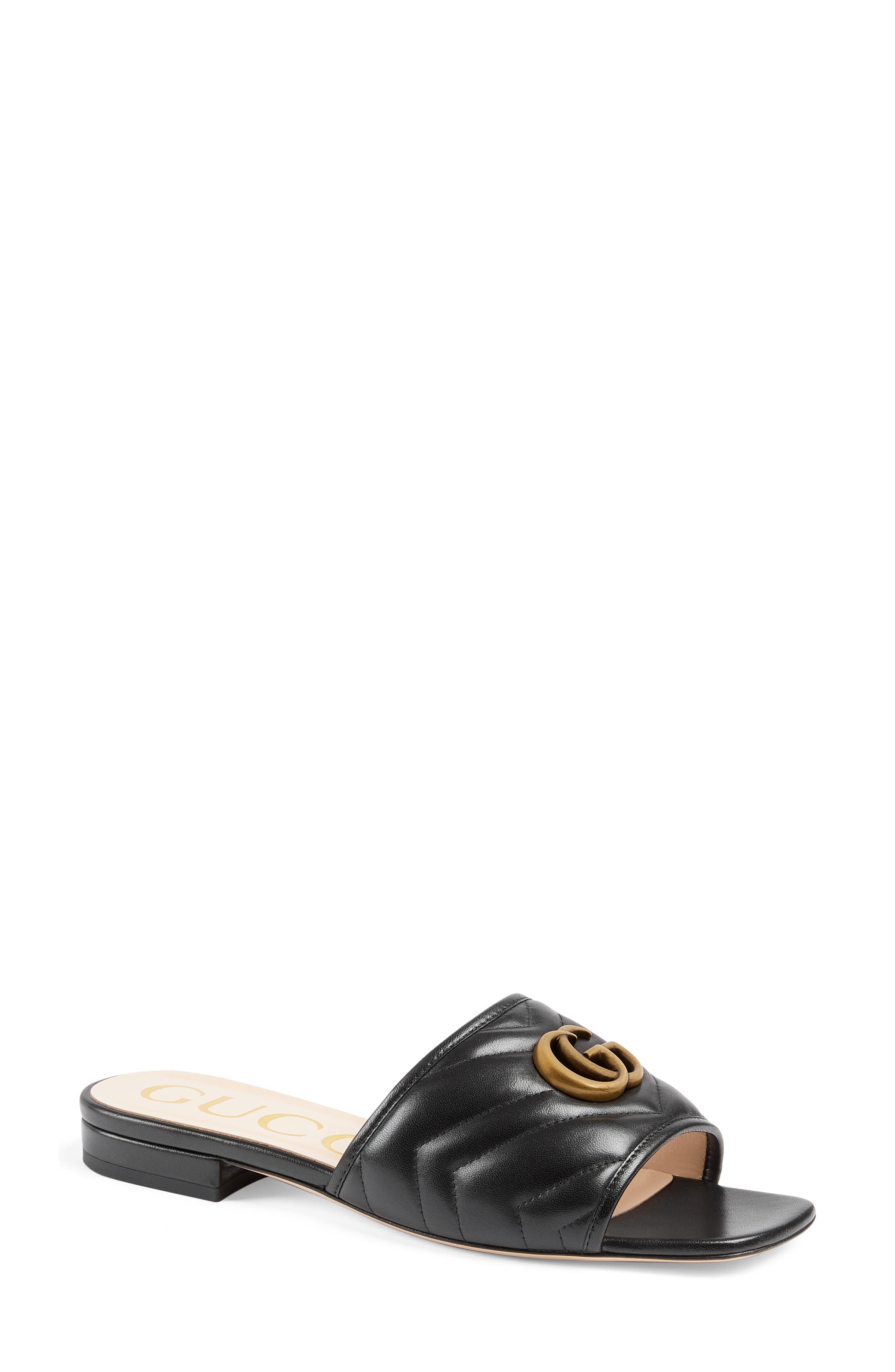 gucci black leather slides