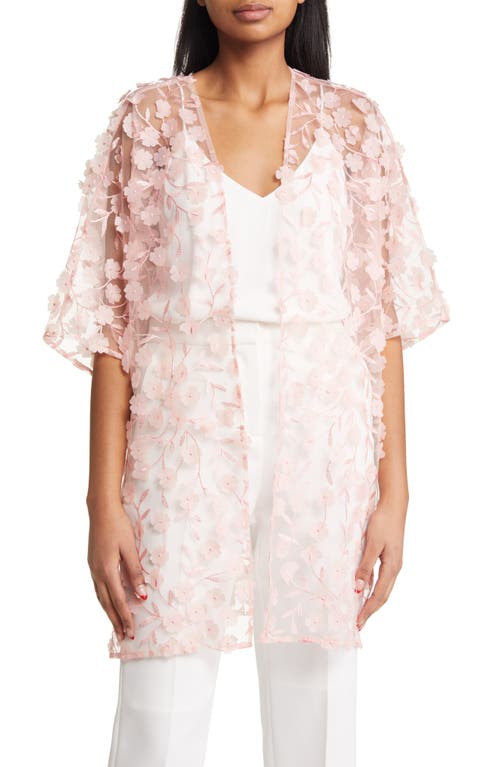 Anne Klein Oversize 3D Floral Sheer Jacket in Cherry Blossom