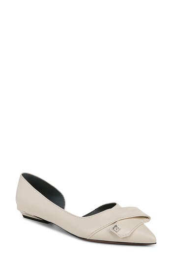 Sarto By Franco Sarto Elisha Half D'orsay Pointed Toe Flat In Off White