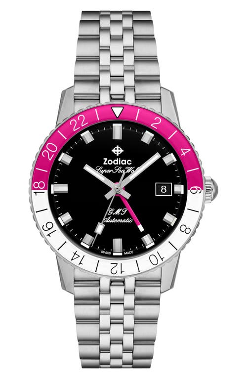 Zodiac Men's Gmt Super Sea Wolf Stainless Steel Bracelet Watch In Silver