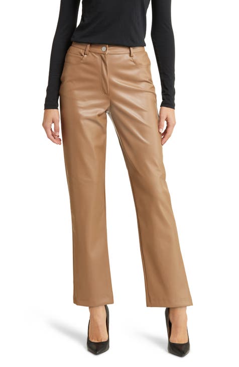 Fina Faux Leather Cropped Pants-Cream ***FINAL SALE***