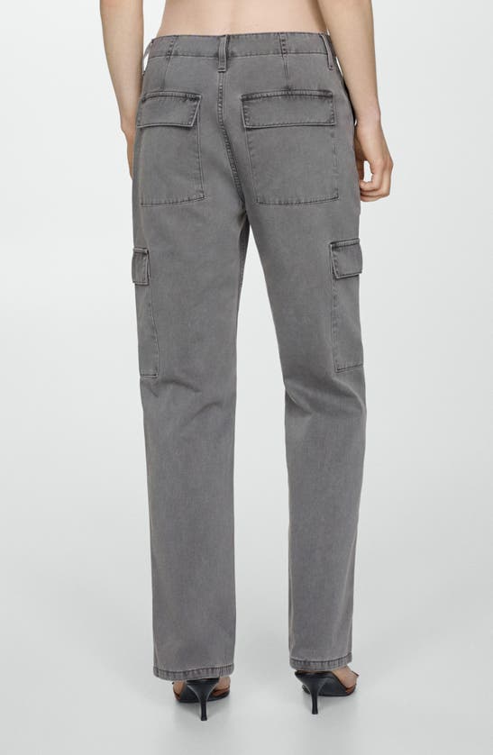 Shop Mango Straight Leg Cargo Jeans In Charcoal