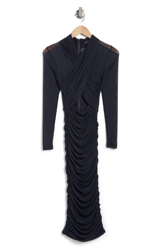 Bardot Aliyah Body-con Long Sleeve Dress In Navy