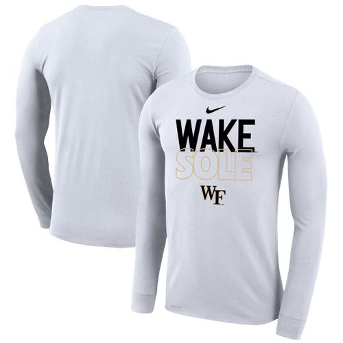 Nike White Wake Forest Demon Deacons 2023 On Court Bench Long Sleeve T-Shirt