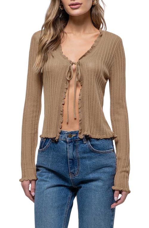 Shop Blu Pepper Front Tie Knit Cardigan In Light Taupe