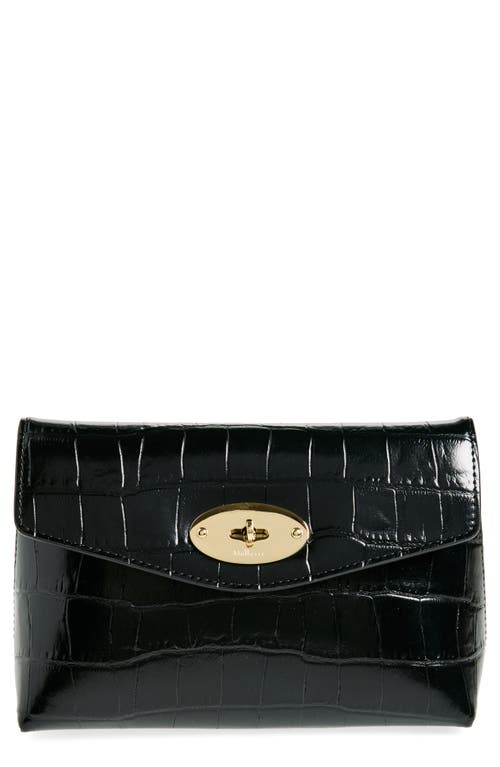 MULBERRY MULBERRY DARLEY SHINY CROC EMBOSSED LEATHER COSMETICS POUCH 