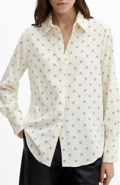 Shop Mango Regular Fit Flowy Button-up Shirt In Flower Ivory