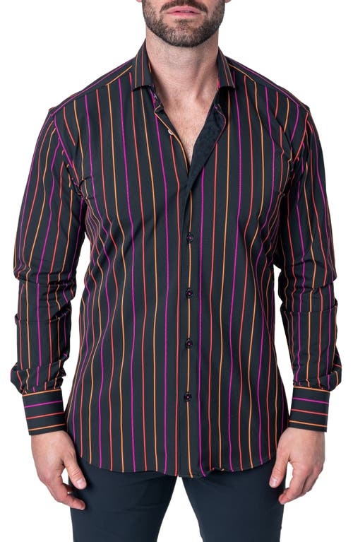 Maceoo Einstein Neon Stripe Contemporary Fit Button-Up Shirt in Grey