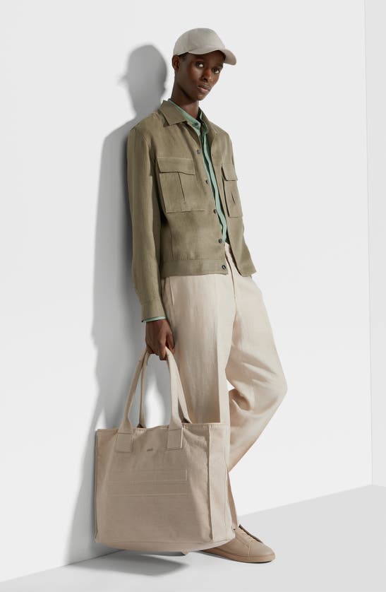 Shop Zegna Oasi Linen Drawstring Trousers In Iuta Beige