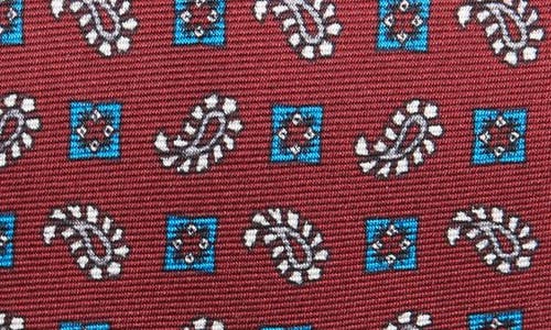 Clifton Wilson Paisley & Medallion Silk Tie In Burgundy