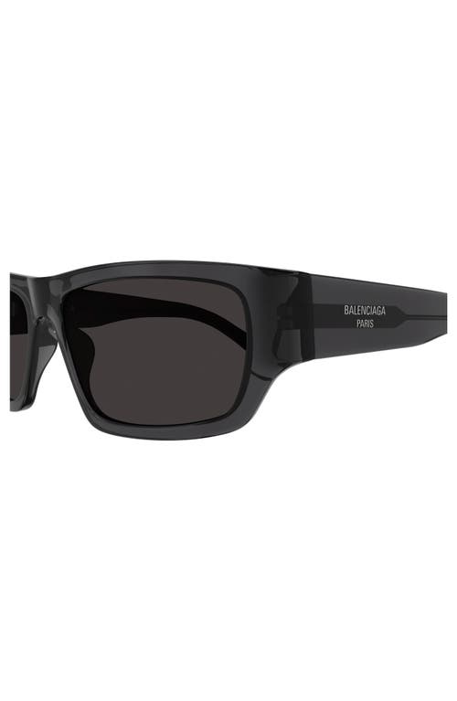 Shop Balenciaga 58mm Rectangular Sunglasses In Grey