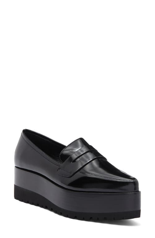 Shop Jeffrey Campbell Suite You Pointed Toe Platform Wedge Penny Loafer In Black Box