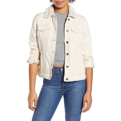 Thread & Supply Amsterdam Fleece Lined Trucker Jacket, White