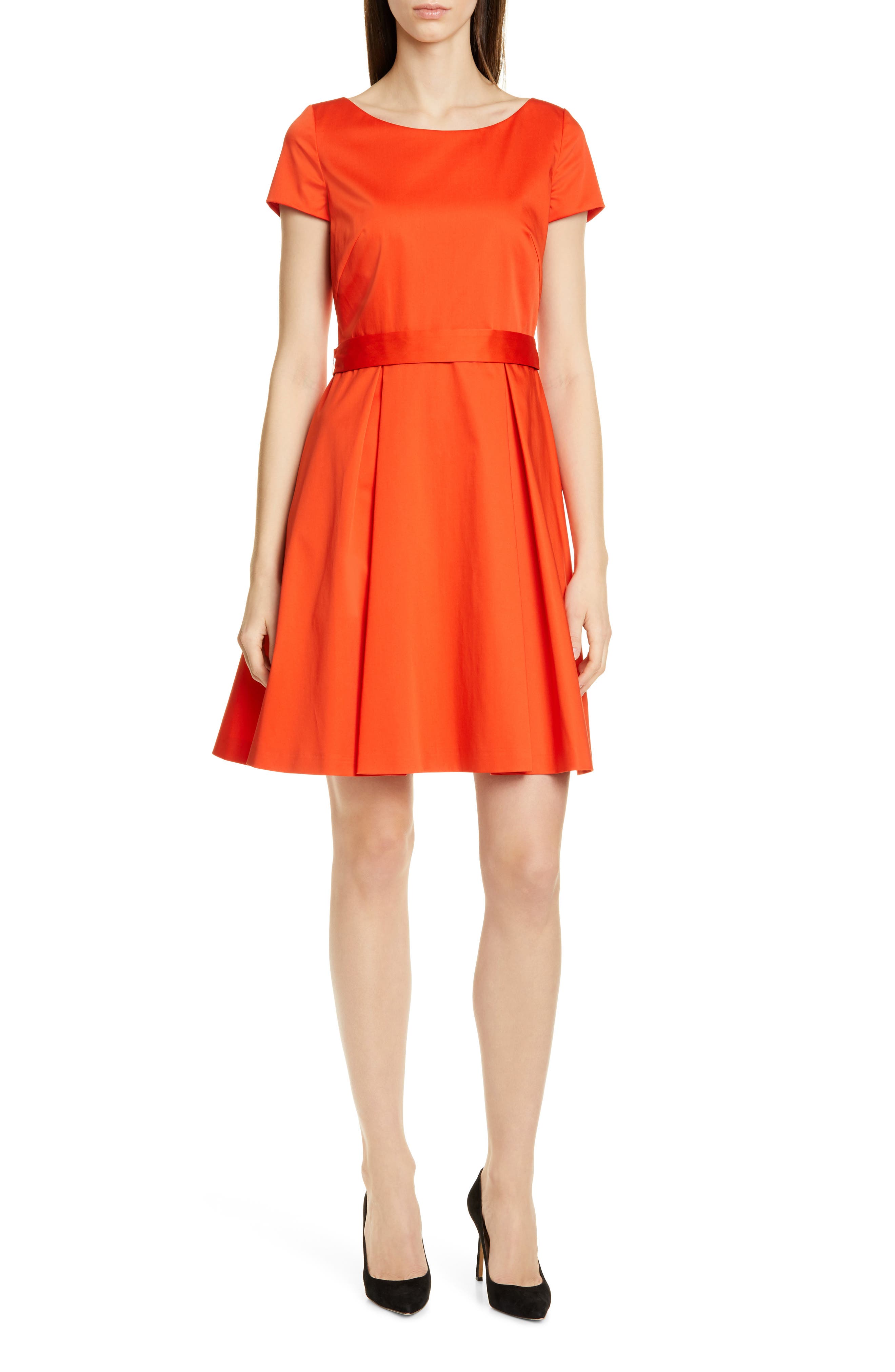 Boss Dalene Fit & Flare Dress, Orange