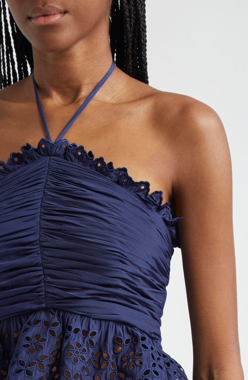 RAMY BROOK RAMY BROOK MICHELLE EYELET PEPLUM HALTER TOP 