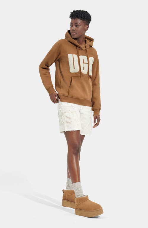 Shop Ugg(r) Rey Fluffy Logo Hoodie In Chestnut/plaster