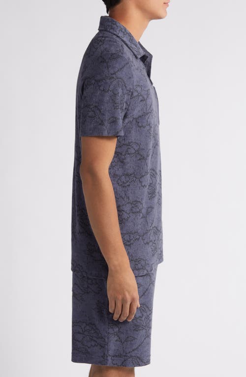 Shop Treasure & Bond Floral Terry Cloth Polo In Navy India Ink Line Floral