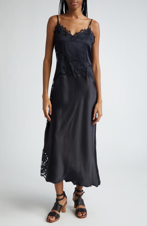 Ulla Johnson Luciene Floral Silk Slipdress Noir at Nordstrom,