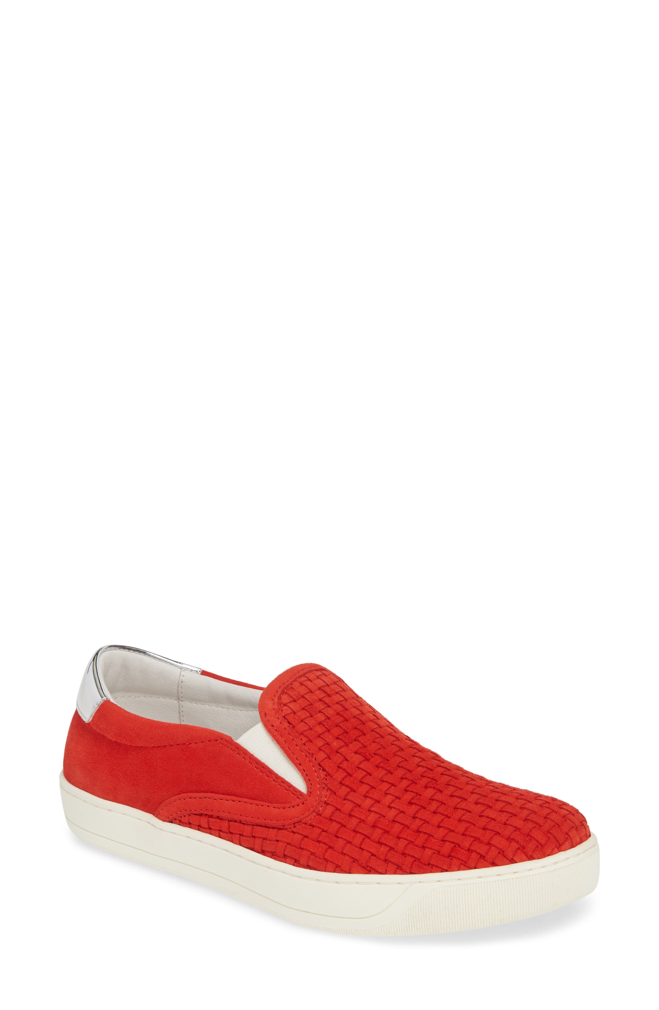 Johnston & Murphy Elaine Woven Slip-On Sneaker, Red