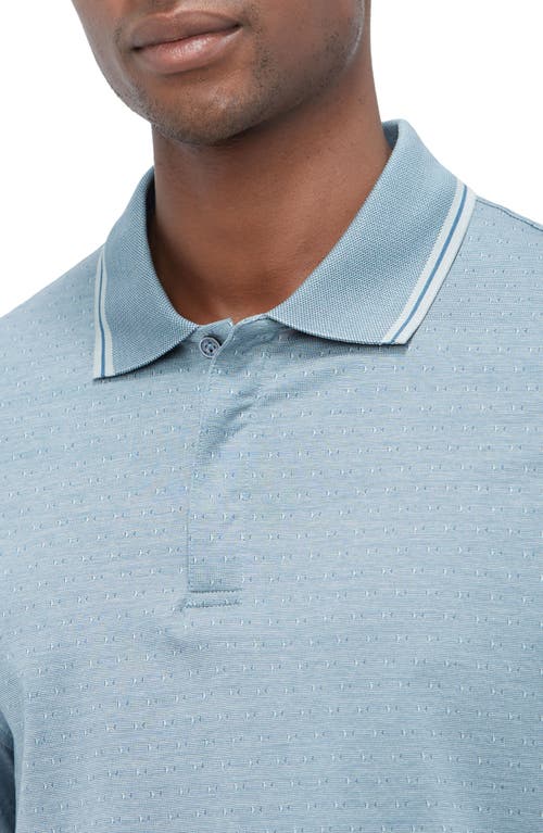 Shop Bugatchi Jacquard Long Sleeve Polo In Sage Blue