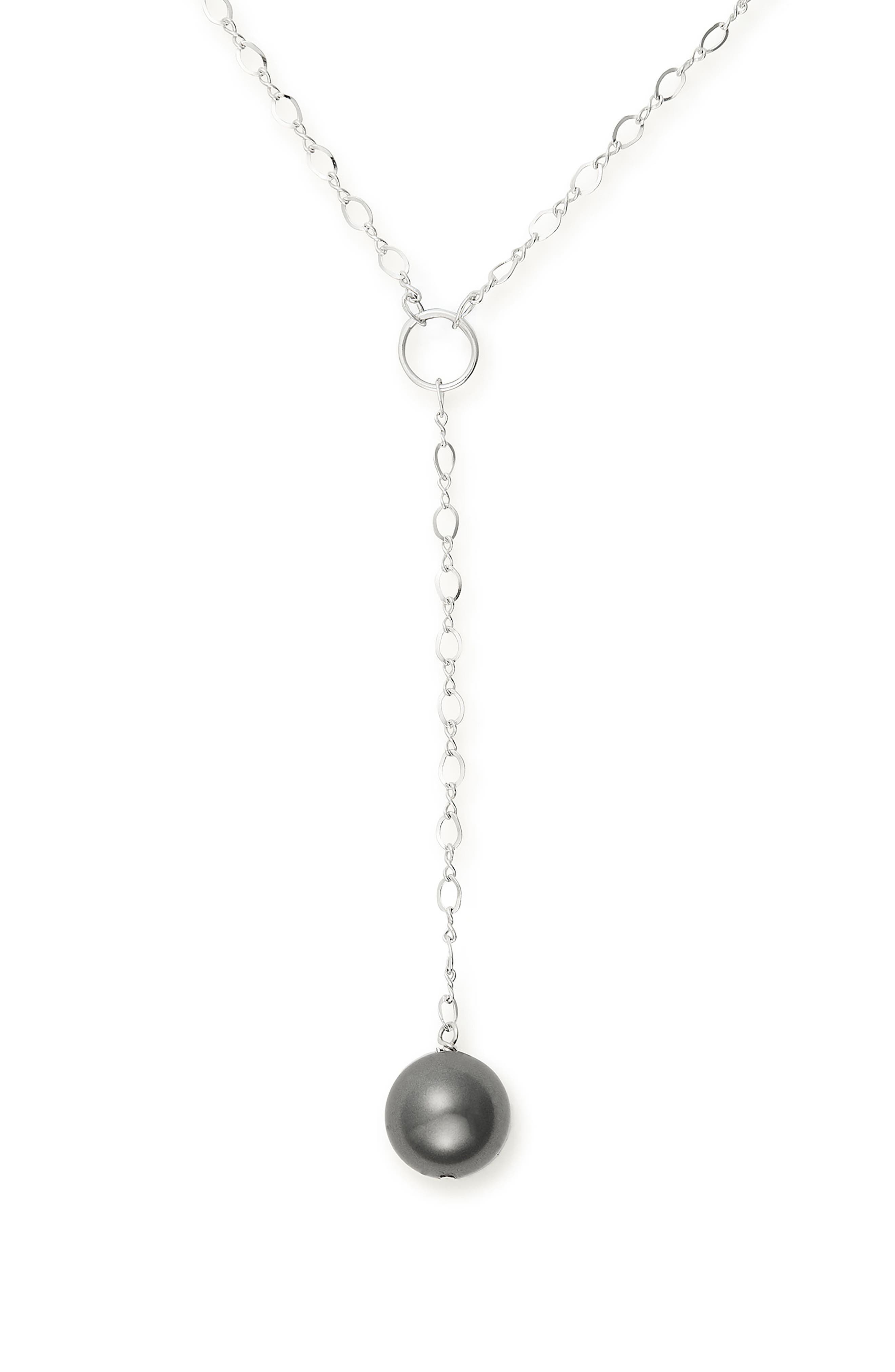 Alex And Ani Sea Sultry Pearl 16" Lariat Necklace In Silver