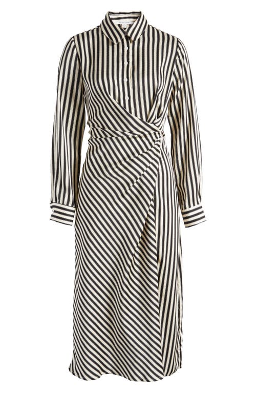 Shop Zoe And Claire Side Knot Stripe Shirtdress In Black/white