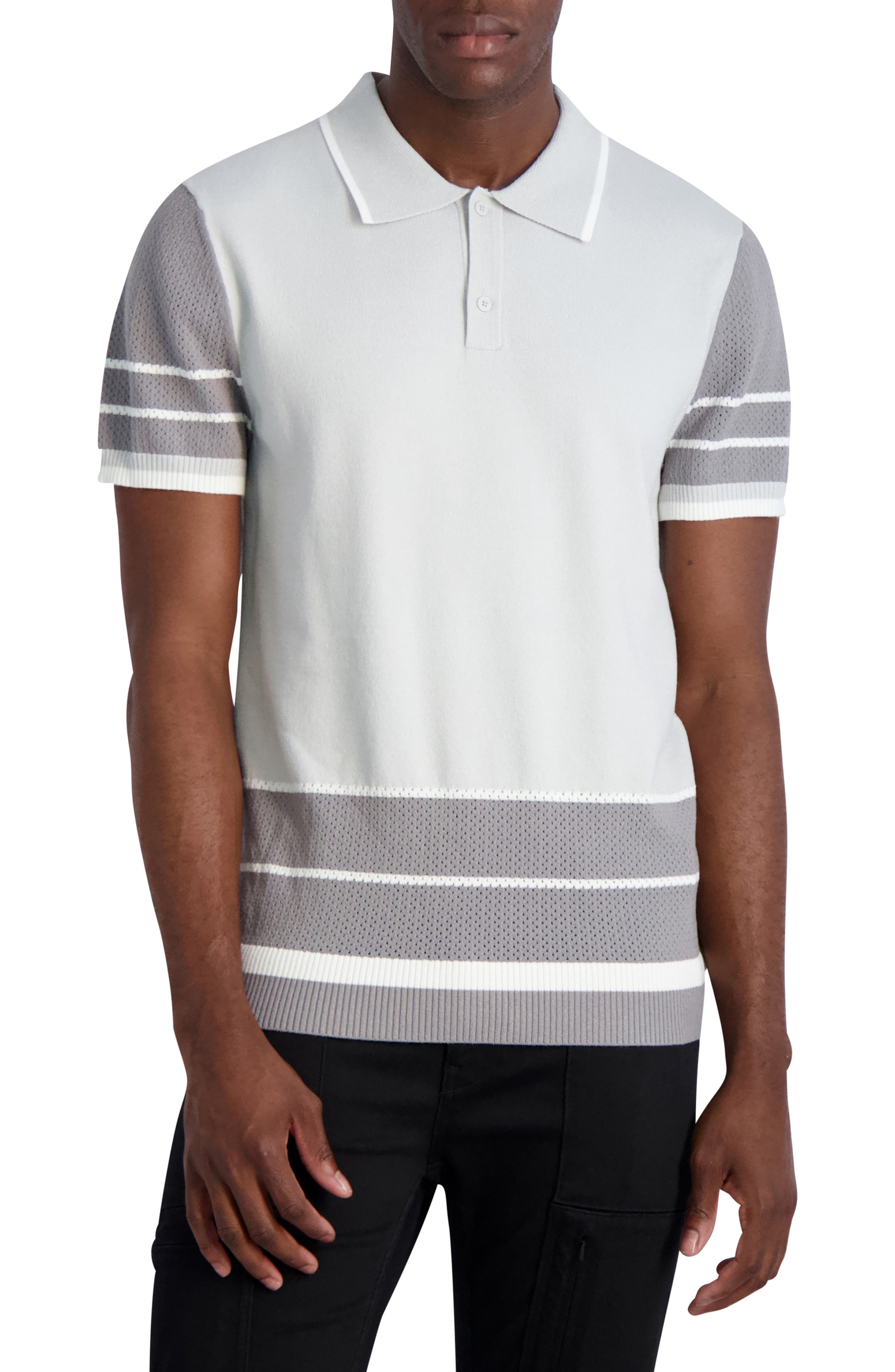 Mens Clothing T-shirts Polo shirts for Men Karl Lagerfeld Synthetic Rib Knit Polo in Grey Grey 