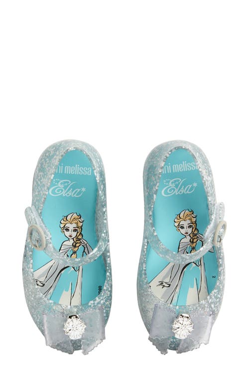 Melissa Mini Sweet Love Disney Princess Mary Jane Flat In Glitter Blue/blue