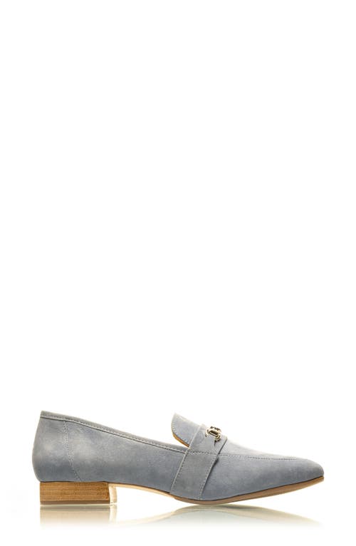 Joan Oloff Adonis Rope Bit Heeled Loafer In Blue Nubuck