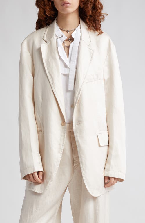 R13 Ragged Oversize Linen Blend Blazer Oyster at Nordstrom,