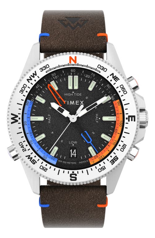 Timex Expedition North Tide-Temp-Compass Leather Strap Watch, 43mm in Brown at Nordstrom