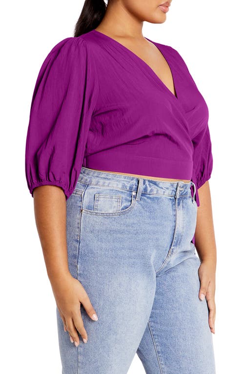 Shop City Chic Kiki Faux Wrap Top In Magenta