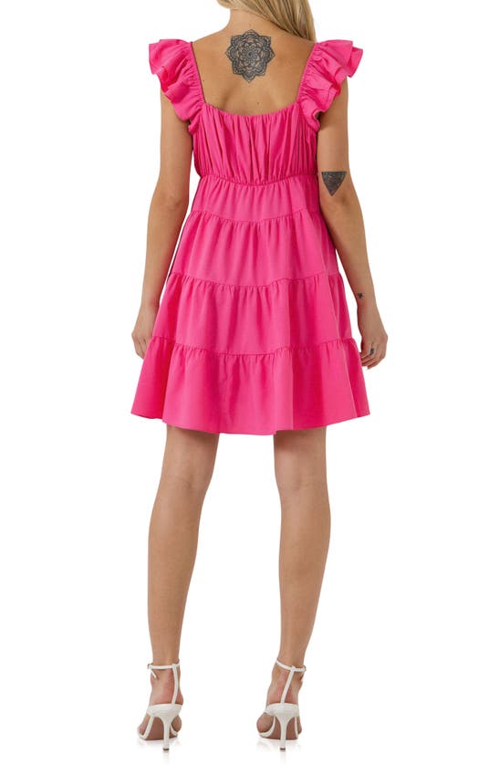 Shop Endless Rose Ruffle Sweetheart Tiered Minidress In Fuchsia