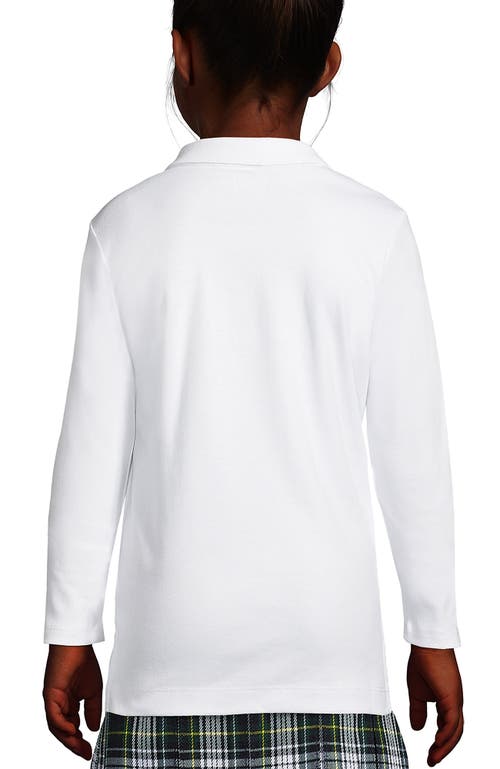 Lands' End School Uniform Girls Long Sleeve Feminine Fit Interlock Polo Shirt In White
