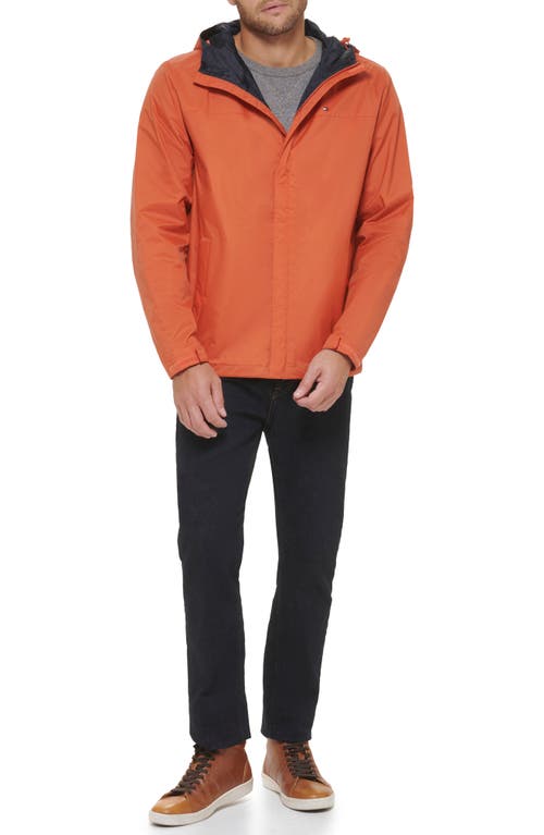 Shop Tommy Hilfiger Hooded Rain Slicker Jacket In Burnt Orange