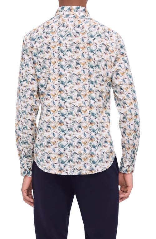 Bugatchi Julian Shaped Fit Abstract Print Stretch Button-up Shirt In Desert