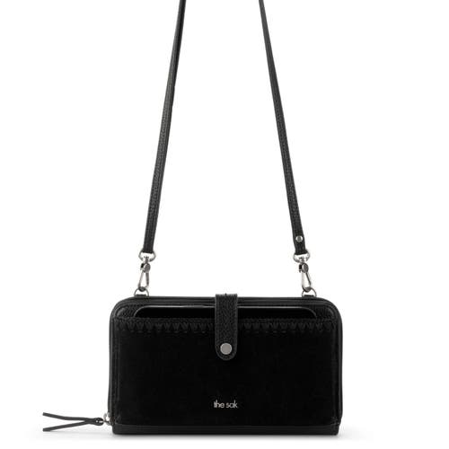 The Sak Iris Smartphone Crossbody In Black Suede Block
