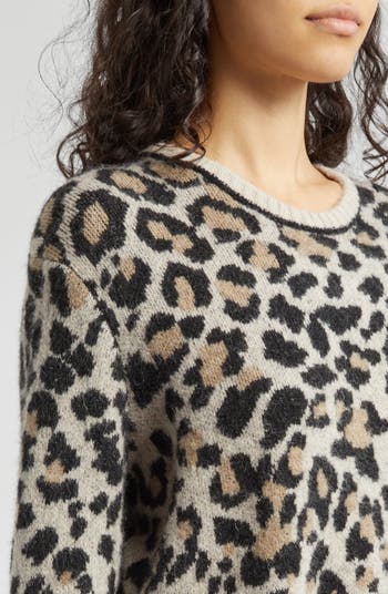 ATM Anthony Thomas Melillo Women's Superfine Alpaca Blend Leopard Jacquard  Pullover Sweater - Leopard Jacquard