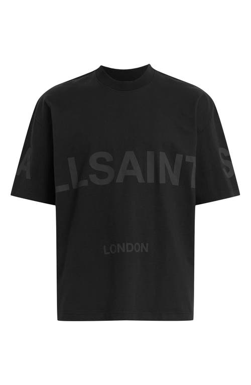 Allsaints Mens Jet Black Biggy Logo-print Relaxed-fit Organic-cotton T-shirt In Jet Black